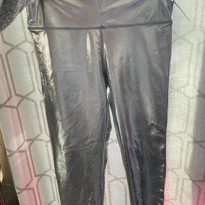 metallic silver leggins